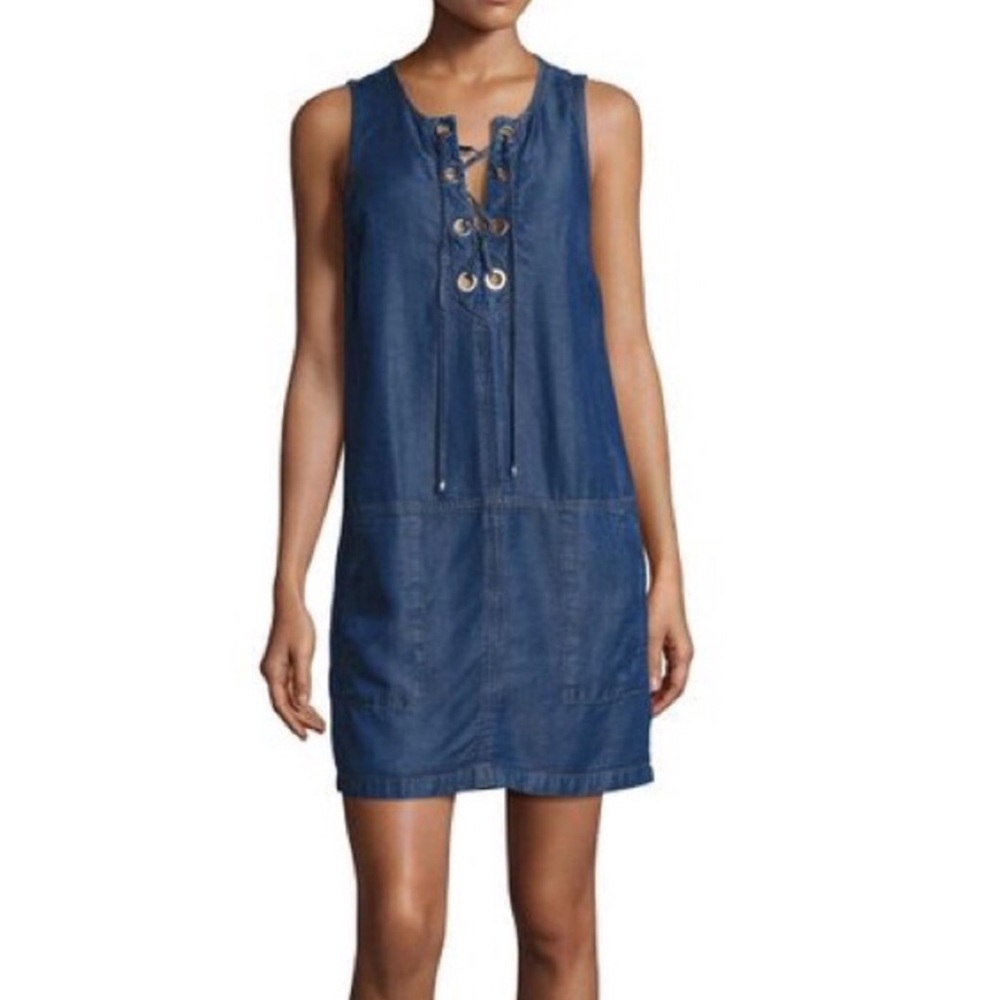 New Splendid Denim Tie Up Dress